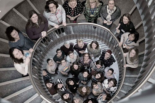 Lyell Centre ladies on spiral staircase